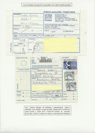 PODACÍ BALÍKOVÉ NÁLEPKY Z KOŠIC – list 11