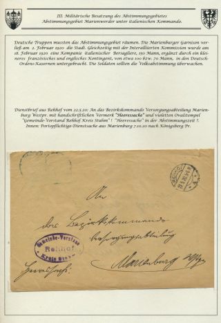 1920 PLEBISCITE TERRITORY MARIENWERDER, REGION MARIENBURG – sheet 12