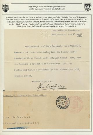 1920 PLEBISCITE TERRITORY MARIENWERDER, REGION MARIENBURG – sheet 14
