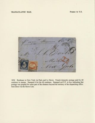FRANCE - TRANS-ATLANTIC MAIL TO US (1839-1900) – sheet 8