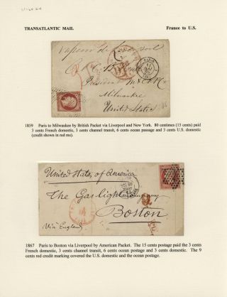 FRANCE - TRANS-ATLANTIC MAIL TO US (1839-1900) – sheet 12