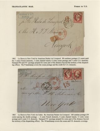 FRANCE - TRANS-ATLANTIC MAIL TO US (1839-1900) – sheet 15