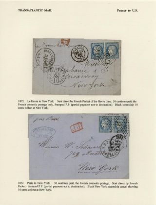FRANCE - TRANS-ATLANTIC MAIL TO US (1839-1900) – sheet 33