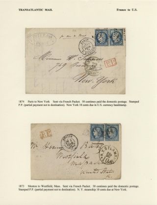 FRANCE - TRANS-ATLANTIC MAIL TO US (1839-1900) – sheet 36