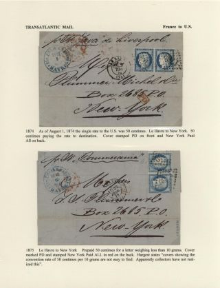 FRANCE - TRANS-ATLANTIC MAIL TO US (1839-1900) – sheet 37