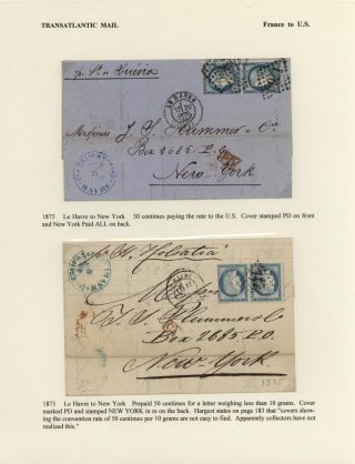 FRANCE - TRANS-ATLANTIC MAIL TO US (1839-1900) – sheet 38