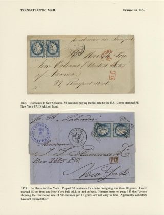 FRANCE - TRANS-ATLANTIC MAIL TO US (1839-1900) – sheet 39