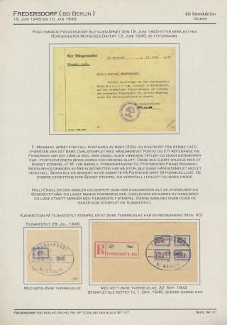 GERMAN LOCAL ISSUES 1945 - FREDERSDORF (NEAR BERLIN) 18 JUNE 1945 - 10 JANUARY 1946 – sheet 1