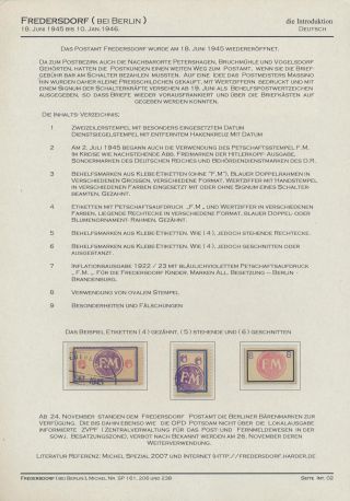 GERMAN LOCAL ISSUES 1945 - FREDERSDORF (NEAR BERLIN) 18 JUNE 1945 - 10 JANUARY 1946 – sheet 2