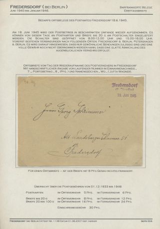 GERMAN LOCAL ISSUES 1945 - FREDERSDORF (NEAR BERLIN) 18 JUNE 1945 - 10 JANUARY 1946 – sheet 3