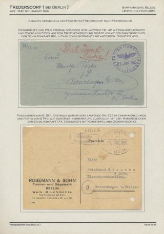 GERMAN LOCAL ISSUES 1945 - FREDERSDORF (NEAR BERLIN) 18 JUNE 1945 - 10 JANUARY 1946 – sheet 4