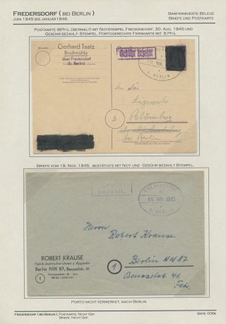 GERMAN LOCAL ISSUES 1945 - FREDERSDORF (NEAR BERLIN) 18 JUNE 1945 - 10 JANUARY 1946 – sheet 6