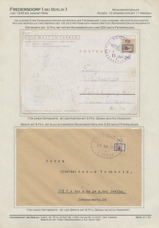 GERMAN LOCAL ISSUES 1945 - FREDERSDORF (NEAR BERLIN) 18 JUNE 1945 - 10 JANUARY 1946 – sheet 11