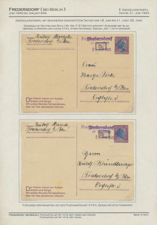 GERMAN LOCAL ISSUES 1945 - FREDERSDORF (NEAR BERLIN) 18 JUNE 1945 - 10 JANUARY 1946 – sheet 14