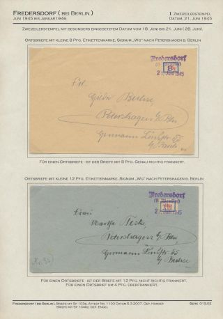 GERMAN LOCAL ISSUES 1945 - FREDERSDORF (NEAR BERLIN) 18 JUNE 1945 - 10 JANUARY 1946 – sheet 15