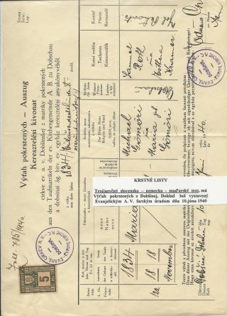 RODNÉ A KŘESTNÍ LISTY – list 16