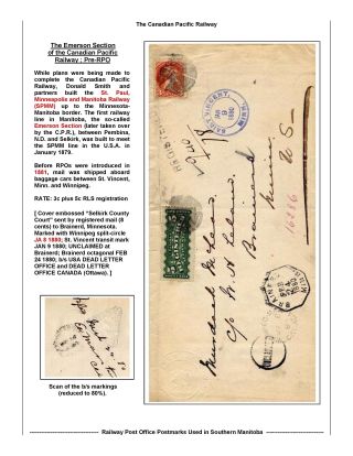 BAHNPOSTSTEMPELN VON SÜD MANITOBA – Blatt 3
