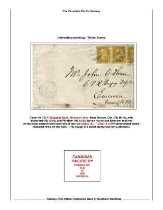 BAHNPOSTSTEMPELN VON SÜD MANITOBA – Blatt 6