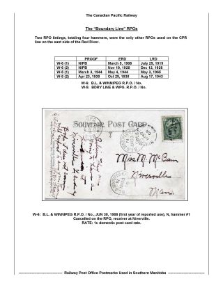 BAHNPOSTSTEMPELN VON SÜD MANITOBA – Blatt 7