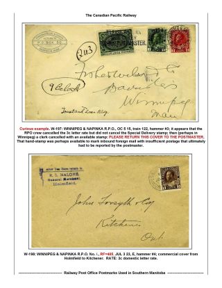 BAHNPOSTSTEMPELN VON SÜD MANITOBA – Blatt 14