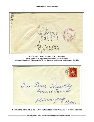 BAHNPOSTSTEMPELN VON SÜD MANITOBA – Blatt 16