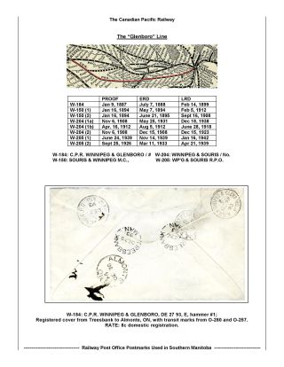 RAILWAY POST OFFICES POSTMARKS USED IN SOUTHERN MANITOBA – sheet 17