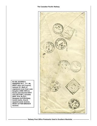 RAILWAY POST OFFICES POSTMARKS USED IN SOUTHERN MANITOBA – sheet 18