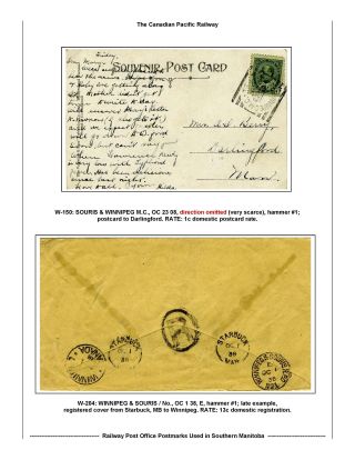 RAILWAY POST OFFICES POSTMARKS USED IN SOUTHERN MANITOBA – sheet 19