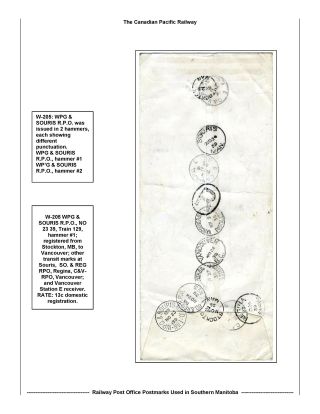 RAILWAY POST OFFICES POSTMARKS USED IN SOUTHERN MANITOBA – sheet 20