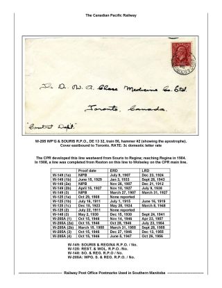 RAILWAY POST OFFICES POSTMARKS USED IN SOUTHERN MANITOBA – sheet 21