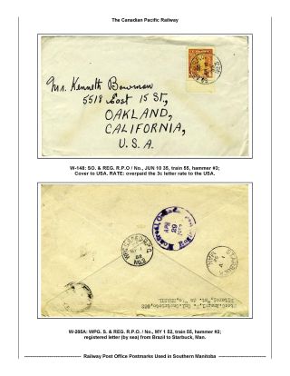 RAILWAY POST OFFICES POSTMARKS USED IN SOUTHERN MANITOBA – sheet 23
