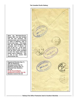 RAILWAY POST OFFICES POSTMARKS USED IN SOUTHERN MANITOBA – sheet 24