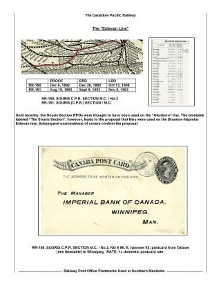 RAILWAY POST OFFICES POSTMARKS USED IN SOUTHERN MANITOBA – sheet 25