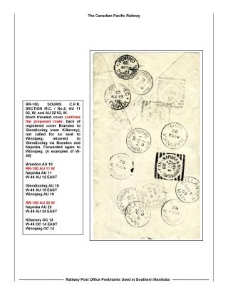 RAILWAY POST OFFICES POSTMARKS USED IN SOUTHERN MANITOBA – sheet 26