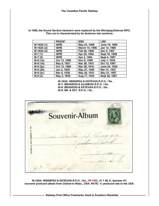 RAILWAY POST OFFICES POSTMARKS USED IN SOUTHERN MANITOBA – sheet 28