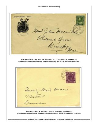 RAILWAY POST OFFICES POSTMARKS USED IN SOUTHERN MANITOBA – sheet 30