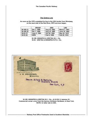 RAILWAY POST OFFICES POSTMARKS USED IN SOUTHERN MANITOBA – sheet 31