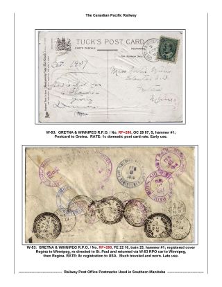 RAILWAY POST OFFICES POSTMARKS USED IN SOUTHERN MANITOBA – sheet 32