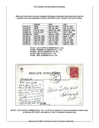 BAHNPOSTSTEMPELN VON SÜD MANITOBA – Blatt 35