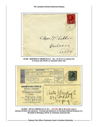 BAHNPOSTSTEMPELN VON SÜD MANITOBA – Blatt 36