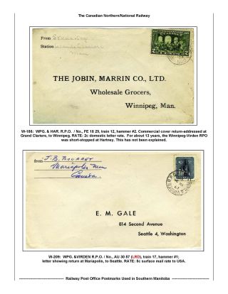 BAHNPOSTSTEMPELN VON SÜD MANITOBA – Blatt 37