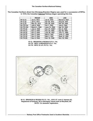 BAHNPOSTSTEMPELN VON SÜD MANITOBA – Blatt 38