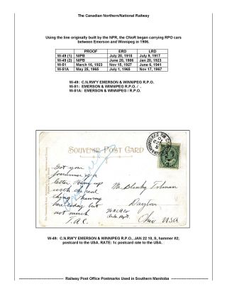 BAHNPOSTSTEMPELN VON SÜD MANITOBA – Blatt 41