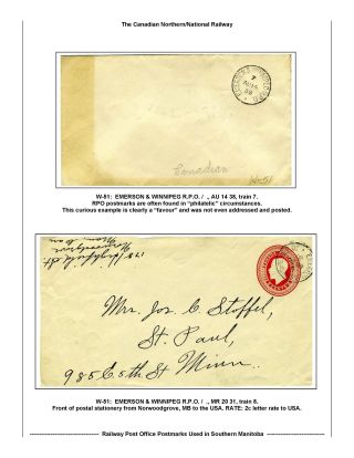 BAHNPOSTSTEMPELN VON SÜD MANITOBA – Blatt 42