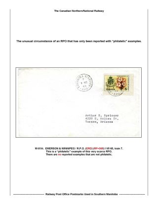 BAHNPOSTSTEMPELN VON SÜD MANITOBA – Blatt 43