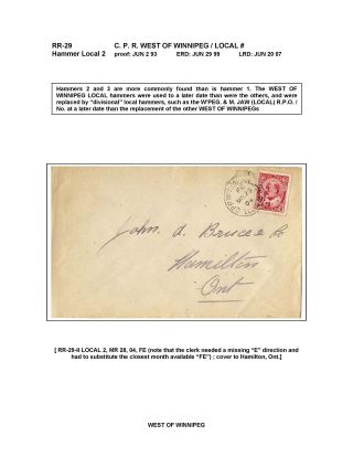 THE WEST OF WINNIPEG RPO HAMMERS – sheet 16