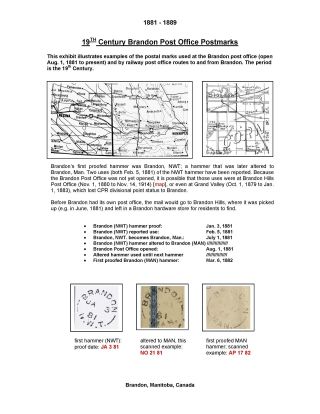 19th CENTURY BRANDON POST OFFICE POSTMARKS – sheet 3