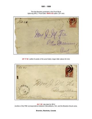 19th CENTURY BRANDON POST OFFICE POSTMARKS – sheet 5