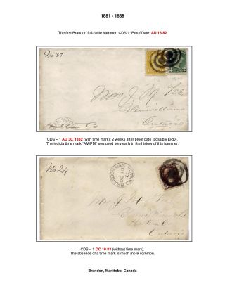 19th CENTURY BRANDON POST OFFICE POSTMARKS – sheet 6