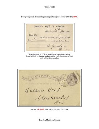 19th CENTURY BRANDON POST OFFICE POSTMARKS – sheet 11